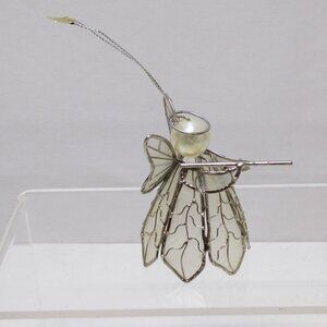 Christmas Ornament Capiz Shell Angel Trumpet & Pearl Head Intricate Design